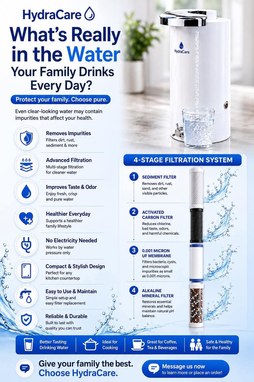 HydraCare UF Alkaline Countertop Water Purifier