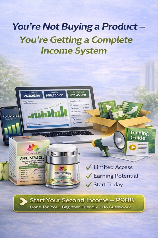 Proven Online Income System + Apple Stem Cell Cream + 7-Day Glow Guide (₱1,288)